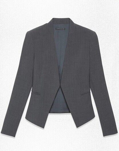 女士無領灰色西服定制